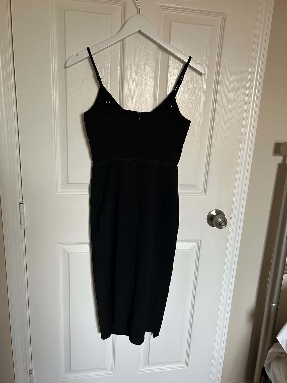Women’s Black Midi Slip Dress with Spaghetti Straps - Picture 2 of 6